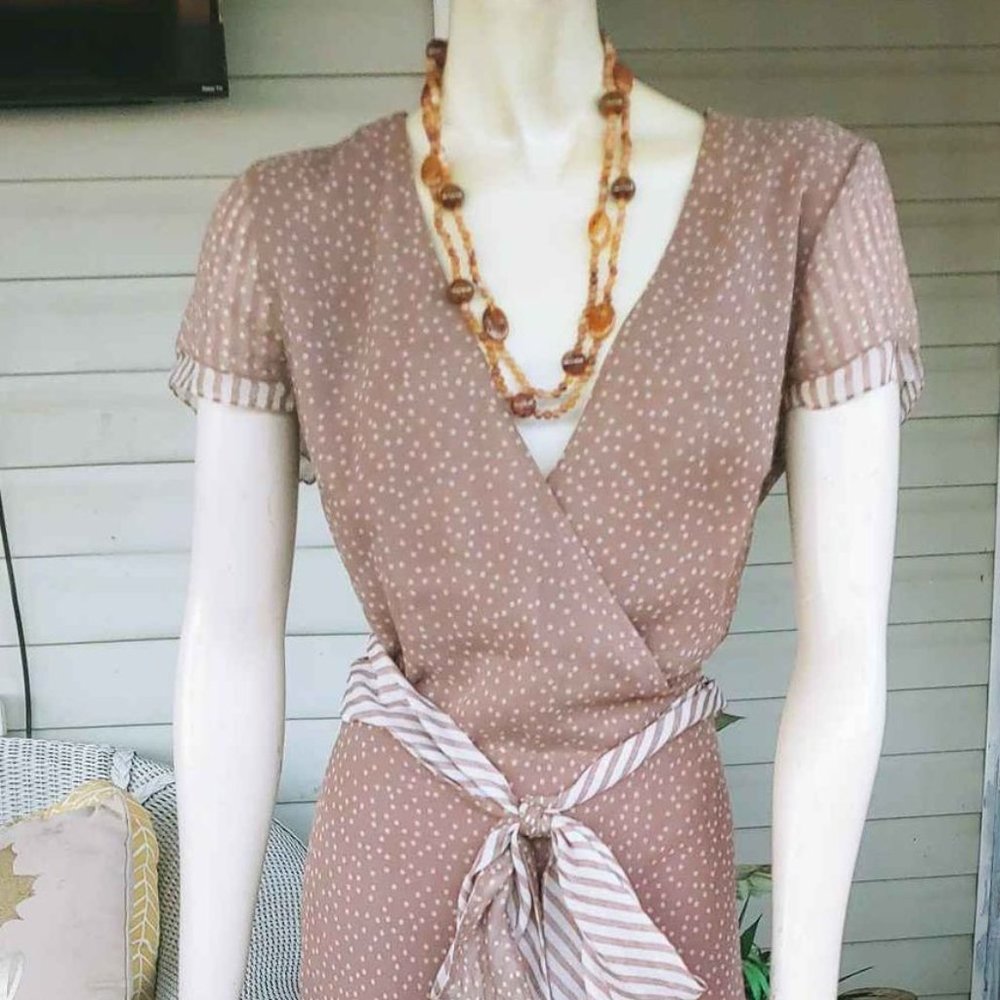 ADRIANNA PAPELL--MINI POLKA DOT/STRIPPED DRESS